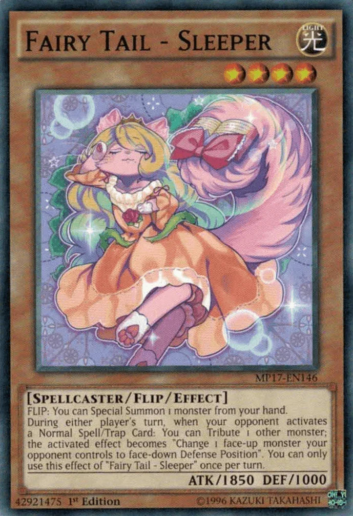 1st Edition, 2017 Mega-Tins Mega Pack, Common, Flip/Effect Monster, Light, Spellcaster Fairy Tail - Sleeper [MP17-EN146] Common - Trading Card World