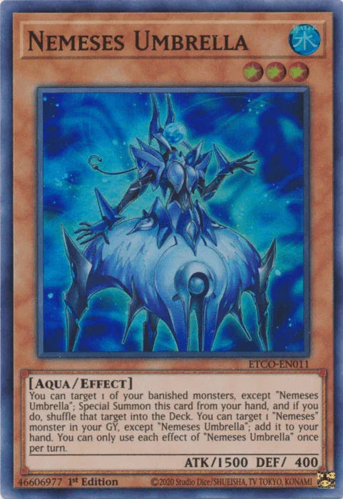 1st Edition, Aqua, Effect Monster, Eternity Code, Super Rare, Water Nemeses Umbrella [ETCO-EN011] Super Rare - Trading Card World