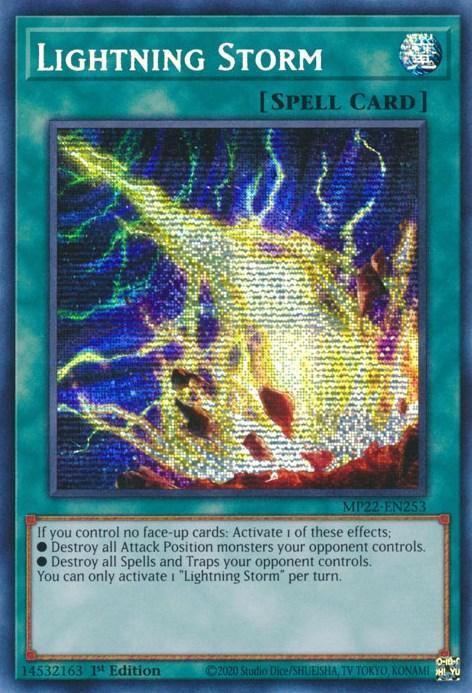1st Edition, 2022 Tin of the Pharaoh's Gods, Normal Spell, Prismatic Secret Rare, Spell Lightning Storm [MP22-EN253] Prismatic Secret Rare - Trading Card World