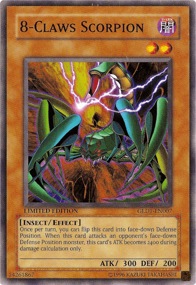 Common, Dark, Effect Monster, Gold Series 2008, Insect, Limited 8-Claws Scorpion [GLD1-EN007] Common - Trading Card World