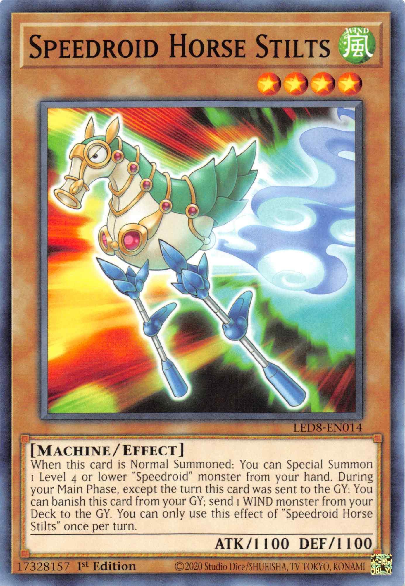 1st Edition, Common, Effect Monster, Legendary Duelists: Synchro Storm, Machine, Wind Speedroid Horse Stilts [LED8-EN014] Common - Trading Card World