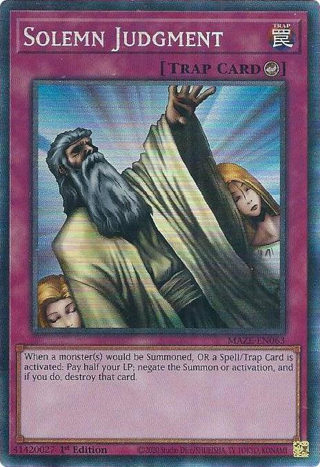 1st Edition, Collector's Rare, Counter Trap, Maze of Memories, Trap Solemn Judgment [MAZE-EN063] Collector's Rare - Trading Card World