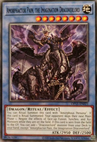 Common, Dragon, Earth, OTS Tournament Pack 15, Ritual/Effect Monster, Unlimited Amorphactor Pain, the Imagination Dracoverlord [OP15-EN021] Common - Trading Card World