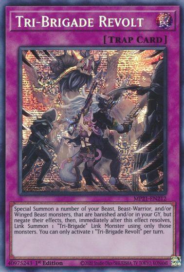 1st Edition, 2021 Tin of Ancient Battles, Normal Trap, Prismatic Secret Rare, Trap Tri-Brigade Revolt [MP21-EN212] Prismatic Secret Rare - Trading Card World