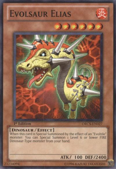 1st Edition, Common, Dinosaur, Effect Monster, Fire, Order of Chaos, Unlimited Evolsaur Elias [ORCS-EN027] Common - Trading Card World
