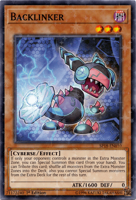 1st Edition, Cyberse, Dark, Effect Monster, Star Pack VRAINS, Starfoil Rare Backlinker [SP18-EN010] Starfoil Rare - Trading Card World