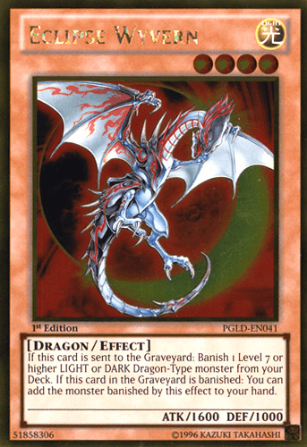 1st Edition, Dragon, Effect Monster, Gold Rare, Light, Premium Gold, Unlimited Eclipse Wyvern [PGLD-EN041] Gold Rare - Trading Card World