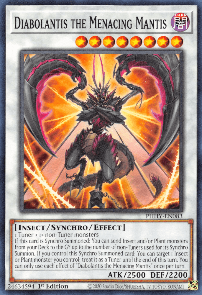 1st Edition, Common, Dark, Insect, Photon Hypernova, Synchro/Effect Monster Diabolantis the Menacing Mantis [PHHY-EN083] Common - Trading Card World