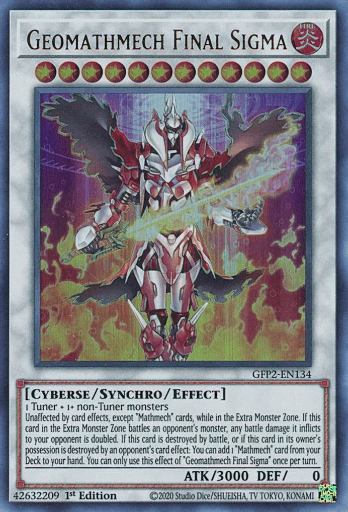 1st Edition, Cyberse, Fire, Ghosts From the Past: The 2nd Haunting, Synchro/Effect Monster, Ultra Rare Geomathmech Final Sigma [GFP2-EN134] Ultra Rare - Trading Card World