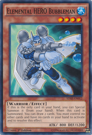 1st Edition, Common, Effect Monster, Structure Deck: HERO Strike, Unlimited, Warrior, Water Elemental Hero Bubbleman [SDHS-EN012] Common - Trading Card World