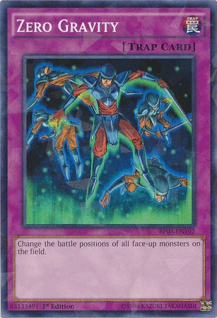 1st Edition, Battle Pack 3: Monster League, Normal Trap, Shatterfoil Rare, Trap Zero Gravity [BP03-EN197] Shatterfoil Rare - Trading Card World