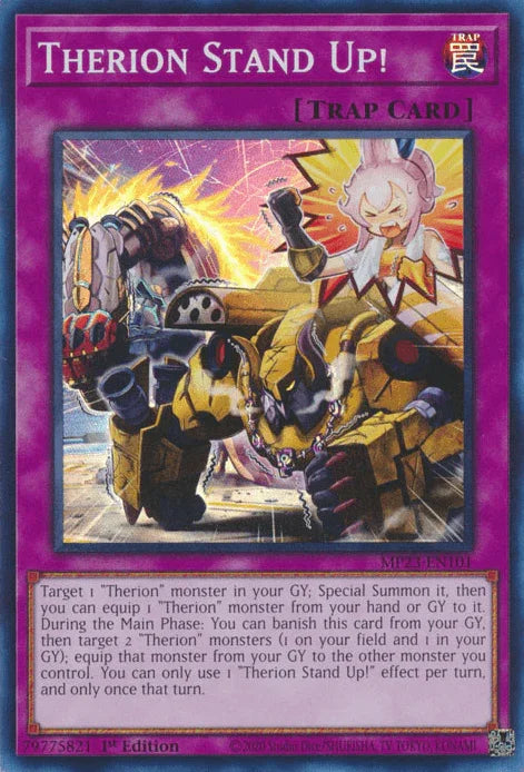 1st Edition, Dueling Heroes Collectors Tin - Mega Pack (25th Anniversary Edition), Normal Trap, Super Rare, Trap Therion Stand Up! [MP23-EN101] Super Rare - Trading Card World