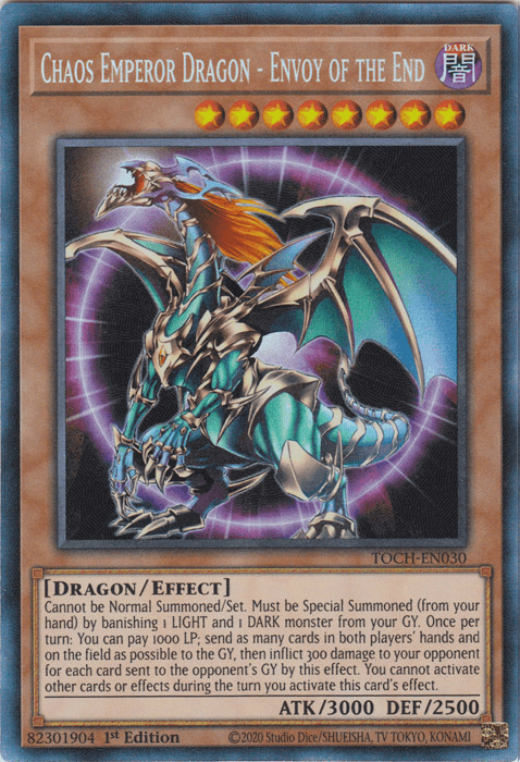 1st Edition, Collector's Rare, Dark, Dragon, Effect Monster, Toon Chaos, Unlimited Chaos Emperor Dragon - Envoy of the End [TOCH-EN030] Collector's Rare - Trading Card World