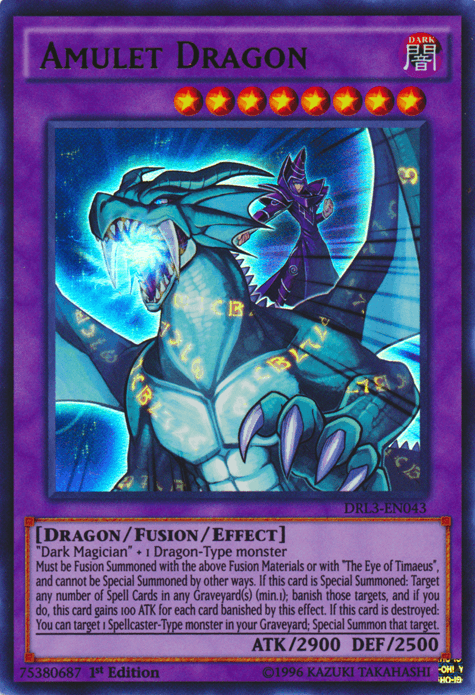 1st Edition, Dark, Dragon, Dragons of Legend: Unleashed, Fusion/Effect Monster, Ultra Rare Amulet Dragon [DRL3-EN043] Ultra Rare - Trading Card World