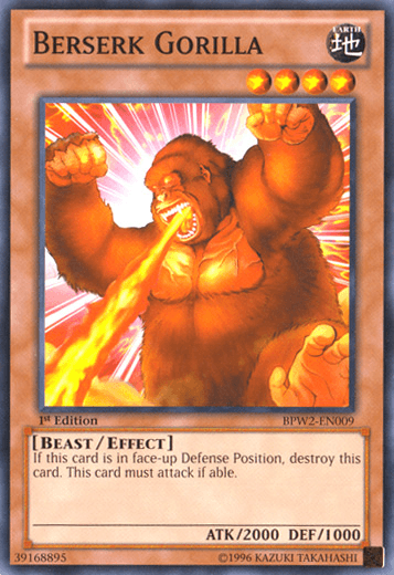 1st Edition, Battle Pack 2: War of the Giants - Round 2, Beast, Common, Earth, Effect Monster Berserk Gorilla [BPW2-EN009] Common - Trading Card World