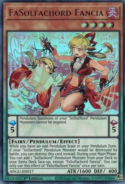 1st Edition, Ancient Guardians, Fairy, Fire, Pendulum/Effect Monster, Ultra Rare FaSolfachord Fancia (Ultra Rare) [ANGU-EN017] Ultra Rare - Trading Card World