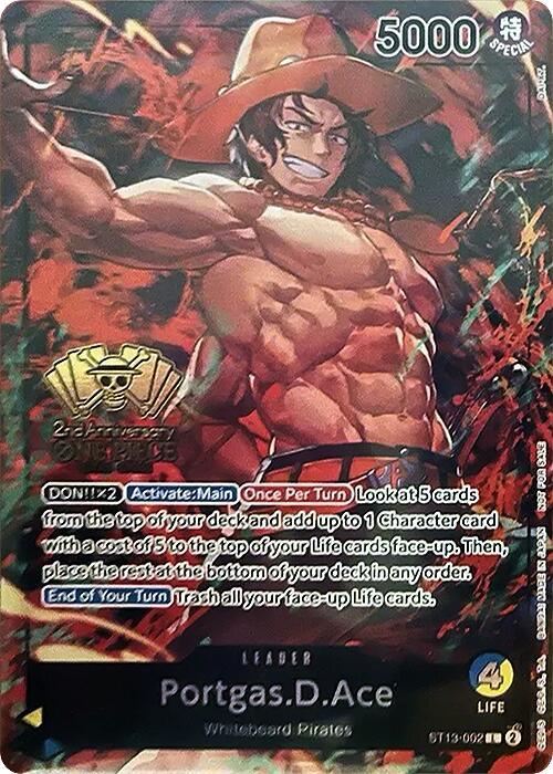 Leader, One Piece Promotion Cards, Promotional Cards, Whitebeard Pirates Portgas.D.Ace (2nd Anniversary Tournament) [One Piece Promotion Cards] - Trading Card World