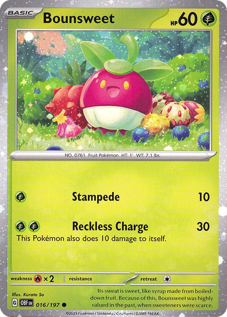 016, Common, Fire [x2], Grass, Holofoil, Miscellaneous Cards Bounsweet (016/197) (Cosmos Holo) [Miscellaneous Cards] - Trading Card World