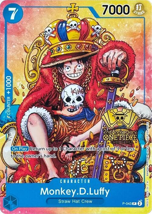 Character, One Piece Promotion Cards, Promo, Promotional Cards, Straw Hat Crew Monkey.D.Luffy (2nd Anniversary Stamped Promo) [One Piece Promotion Cards] - Trading Card World