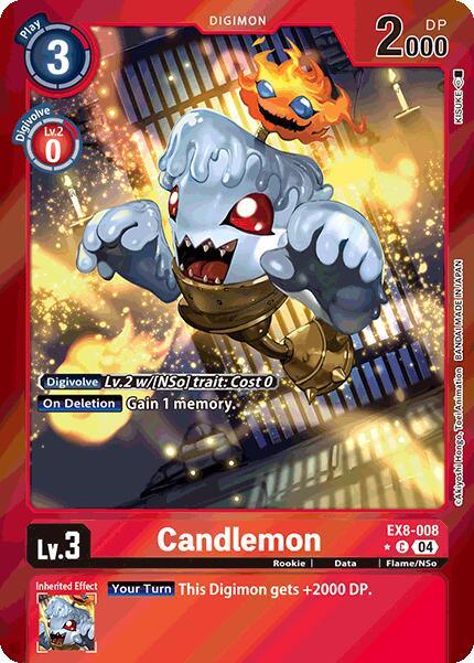 Chain of Liberation, Common, Data, Digimon, EX8-008, Flame/NSo, Red, Rookie Candlemon [EX8-008] (Limited Foil) [Chain of Liberation] - Trading Card World