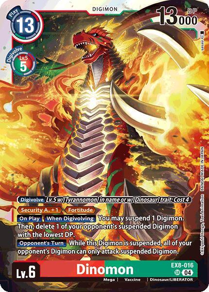 Chain of Liberation, Digimon, Dinosaur/LIBERATOR, EX8-016, Mega, Red;Green, Super Rare, Vaccine Dinomon [EX8-016] [Chain of Liberation] - Trading Card World