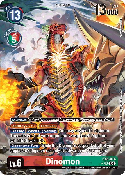 Chain of Liberation, Digimon, Dinosaur/LIBERATOR, EX8-016, Mega, Red;Green, Super Rare, Vaccine Dinomon [EX8-016] (Alternate Art) [Chain of Liberation] - Trading Card World
