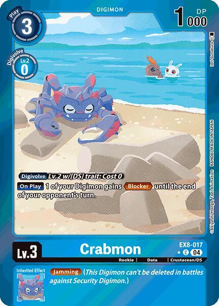 Blue, Chain of Liberation, Common, Crustacean/DS, Data, Digimon, EX8-017, Rookie Crabmon [EX8-017] (Limited Foil) [Chain of Liberation] - Trading Card World