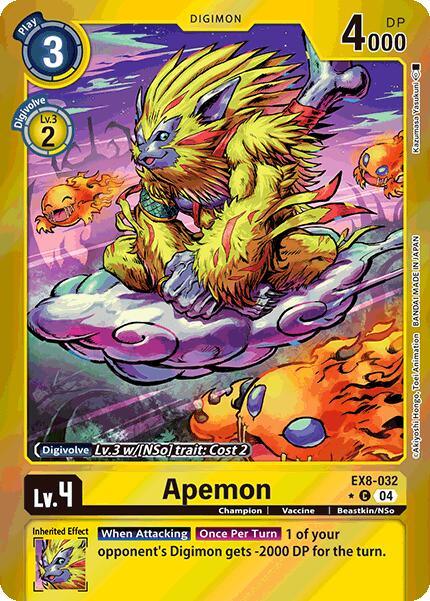 Beastkin/NSo, Chain of Liberation, Champion, Common, Digimon, EX8-032, Vaccine, Yellow Apemon [EX8-032] (Limited Foil) [Chain of Liberation] - Trading Card World