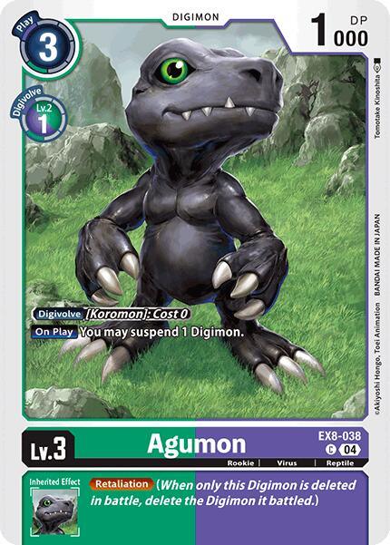 Chain of Liberation, Common, Digimon, EX8-038, Green;Purple, Reptile, Rookie, Virus Agumon [EX8-038] [Chain of Liberation] - Trading Card World
