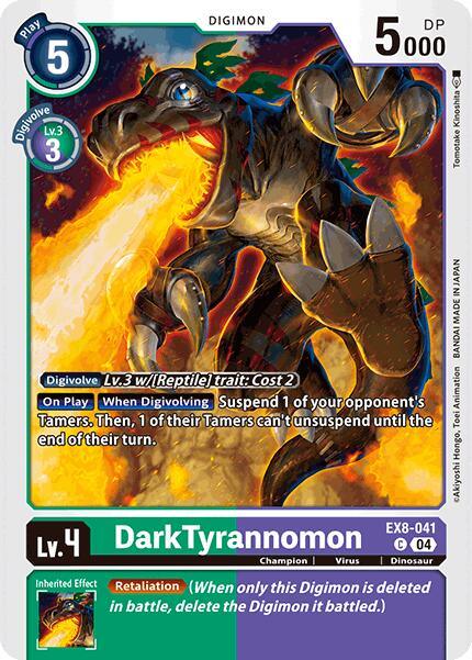 Chain of Liberation, Champion, Common, Digimon, Dinosaur, EX8-041, Green;Purple, Virus DarkTyrannomon [EX8-041] [Chain of Liberation] - Trading Card World
