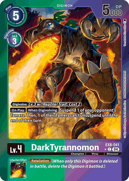 Chain of Liberation, Champion, Common, Digimon, Dinosaur, EX8-041, Green;Purple, Virus DarkTyrannomon [EX8-041] (Limited Foil) [Chain of Liberation] - Trading Card World