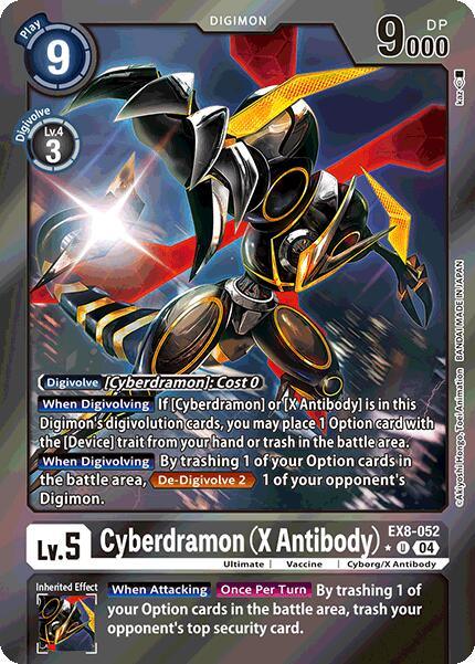Black, Chain of Liberation, Cyborg/X Antibody, Digimon, EX8-052, Ultimate, Uncommon, Vaccine Cyberdramon [EX8-052] (X Antibody) (Limited Foil) [Chain of Liberation] - Trading Card World