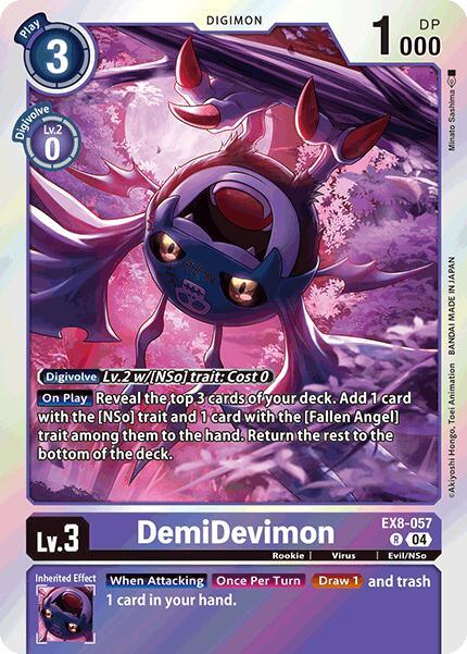 Chain of Liberation, Digimon, Evil/NSo, EX8-057, Purple, Rare, Rookie, Virus DemiDevimon [EX8-057] [Chain of Liberation] - Trading Card World