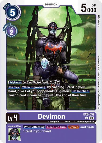 Chain of Liberation, Champion, Digimon, EX8-059, Fallen Angel/NSo, Purple, Uncommon, Virus Devimon [EX8-059] [Chain of Liberation] - Trading Card World