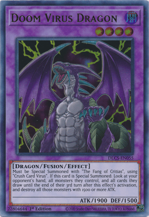 1st Edition, Dark, Dragon, Dragons of Legend: The Complete Series, Fusion/Effect Monster, Ultra Rare Doom Virus Dragon [DLCS-EN055] Ultra Rare - Trading Card World