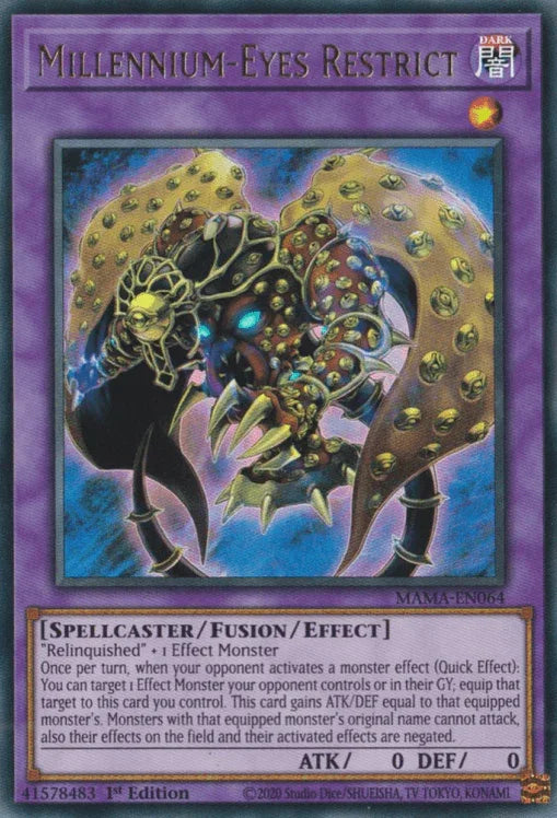 1st Edition, Dark, Fusion/Effect Monster, Magnificent Mavens, Spellcaster, Ultra Rare Millennium-Eyes Restrict [MAMA-EN064] Ultra Rare - Trading Card World