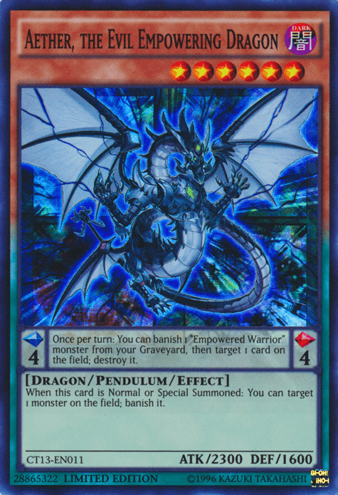2016 Mega-Tins, Dark, Dragon, Limited, Pendulum/Effect Monster, Super Rare Aether, the Evil Empowering Dragon [CT13-EN011] Super Rare - Trading Card World