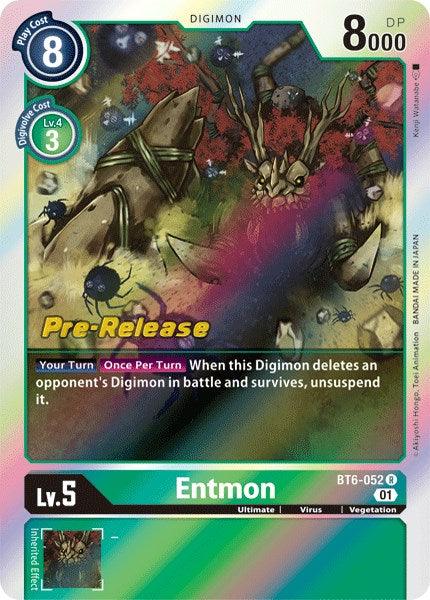 BT6-052, Digimon, Double Diamond Pre-Release Cards, Green, Rare, Ultimate, Vegetation, Virus Entmon [BT6-052] [Double Diamond Pre-Release Cards] - Trading Card World