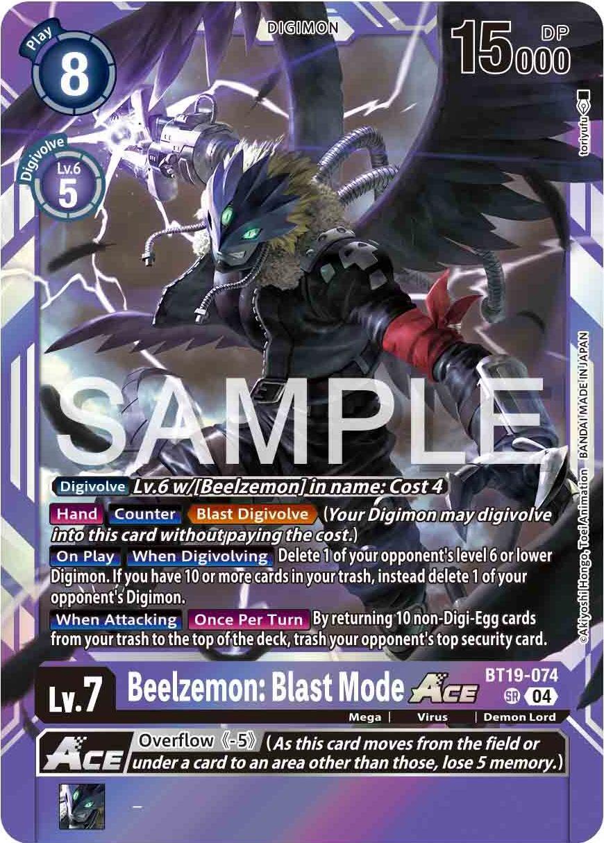 BT19-074, Demon Lord, Digimon, Mega, Purple, Release Special Booster Ver.2.0, Super Rare, Virus Beelzemon: Blast Mode ACE [BT19-074] [Release Special Booster Ver.2.0] - Trading Card World