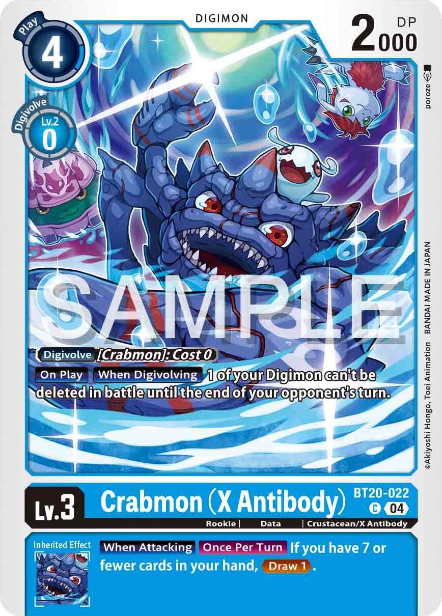 Blue, BT20-022, Common, Crustacean/X Antibody, Data, Digimon, Release Special Booster Ver.2.0, Rookie Crabmon [BT20-022] (X Antibody) [Release Special Booster Ver.2.0] - Trading Card World