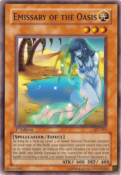 1st Edition, Ancient Sanctuary, Common, Effect Monster, Light, Spellcaster, Unlimited Emissary of the Oasis [AST-083] Common - Trading Card World