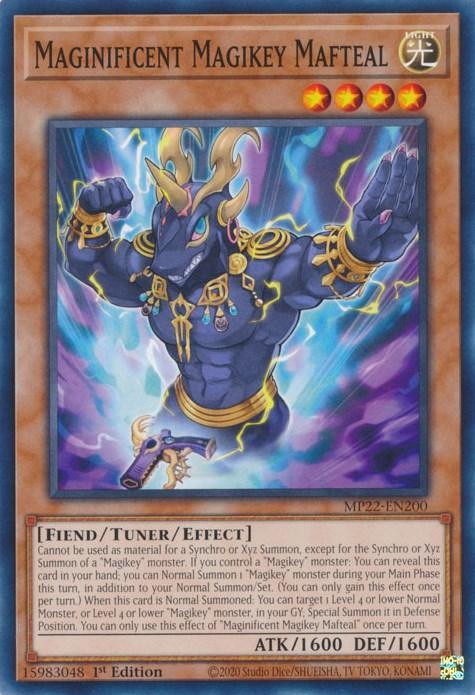 1st Edition, 2022 Tin of the Pharaoh's Gods, Common, Fiend, Light, Tuner/Effect Monster Maginificent Magikey Mafteal [MP22-EN200] Common - Trading Card World