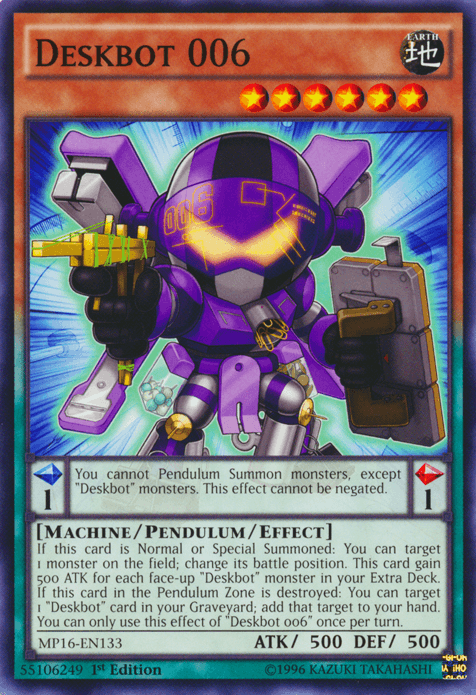 1st Edition, 2016 Mega-Tins Mega Pack, Common, Earth, Machine, Pendulum/Effect Monster, Unlimited Deskbot 006 [MP16-EN133] Common - Trading Card World