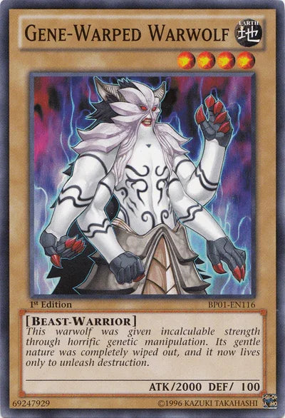 1st Edition, Battle Pack: Epic Dawn, Beast-Warrior, Common, Earth, Normal Monster, Unlimited Gene-Warped Warwolf [BP01-EN116] Common - Trading Card World