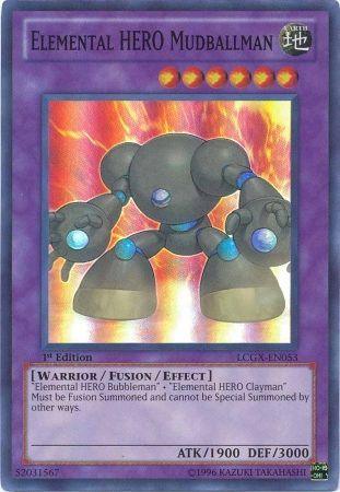 1st Edition, Earth, Fusion/Effect Monster, Legendary Collection 2, Super Rare, Unlimited, Warrior Elemental HERO Mudballman [LCGX-EN053] Super Rare - Trading Card World