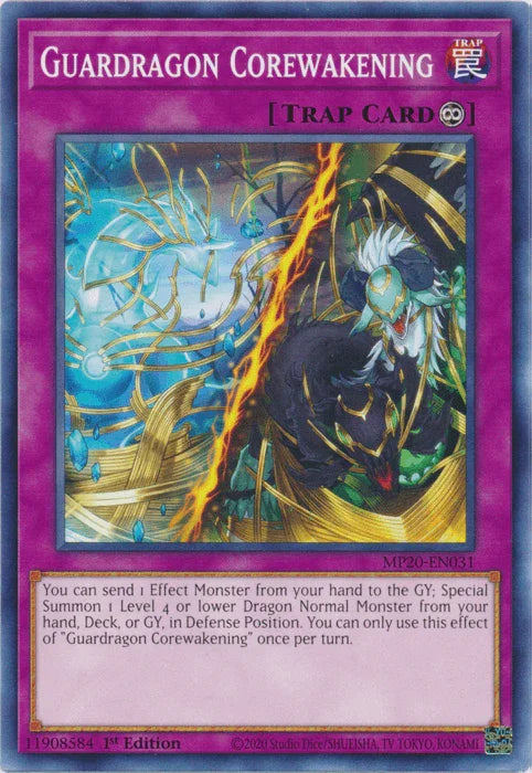 1st Edition, 2020 Tin of Lost Memories, Common, Continuous Trap, Trap Guardragon Corewakening [MP20-EN031] Common - Trading Card World