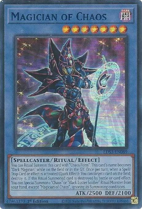 1st Edition, Dark, Legendary Duelists: Season 3, Ritual/Effect Monster, Spellcaster, Ultra Rare Magician of Chaos (Blue) [LDS3-EN089] Ultra Rare - Trading Card World