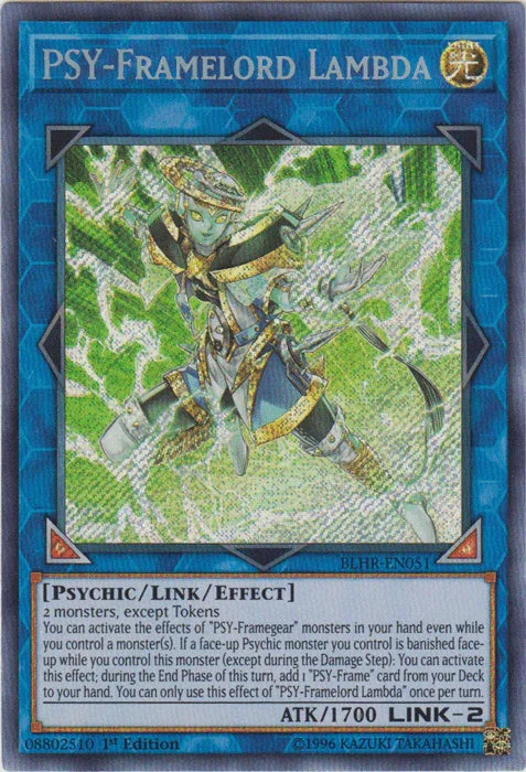 1st Edition, Battles of Legend: Hero's Revenge, Light, Link/Effect Monster, Psychic, Secret Rare PSY-Framelord Lambda [BLHR-EN051] Secret Rare - Trading Card World