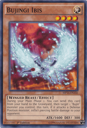 1st Edition, 2014 Mega-Tins Mega Pack, Common, Effect Monster, Light, Winged Beast Bujingi Ibis [MP14-EN146] Common - Trading Card World