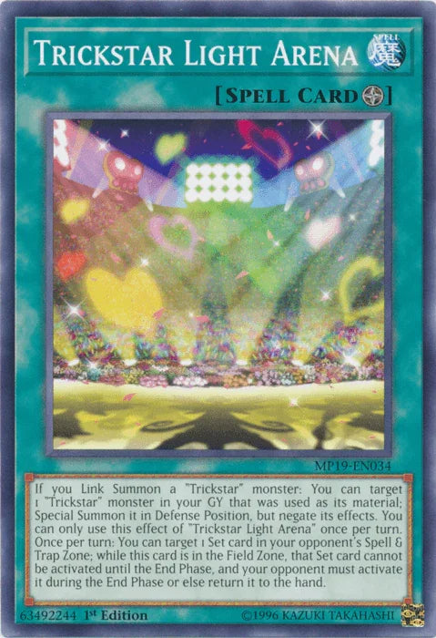 1st Edition, 2019 Gold Sarcophagus Tin Mega Pack, Common, Field Spell, Spell, Unlimited Trickstar Light Arena [MP19-EN034] Common - Trading Card World